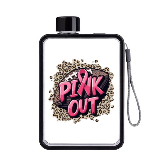 Pink Out Breast Cancer Football Coquette Bow Mom Flat Water Bottles