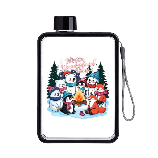 Winter Wonderland Snowflake Flat Water Bottles