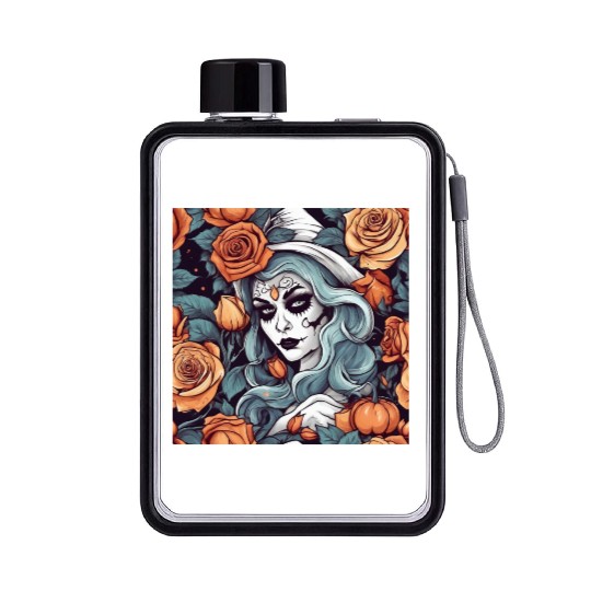 Gothic Day of the Dead Witch Flat Water Bottles