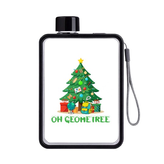 Christmas Math Teacher Oh Geometree Flat Water Bottles