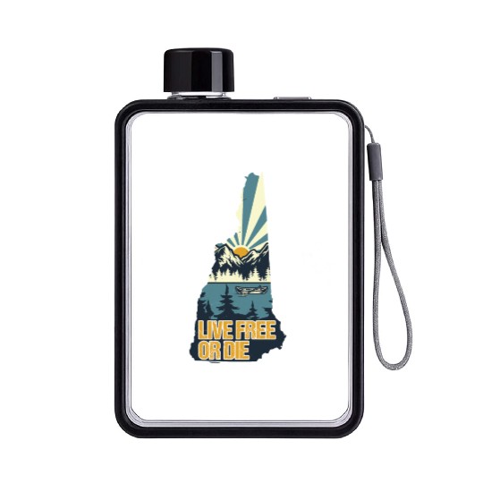 Live Free or Die Retro New Hampshire Nature Flat Water Bottles