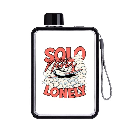 First Solo Flight Pilot Solo But Never Lonely Flat Water Bottles