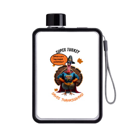 Super Turkey Saves Thanksgiving Flat Water Bottles