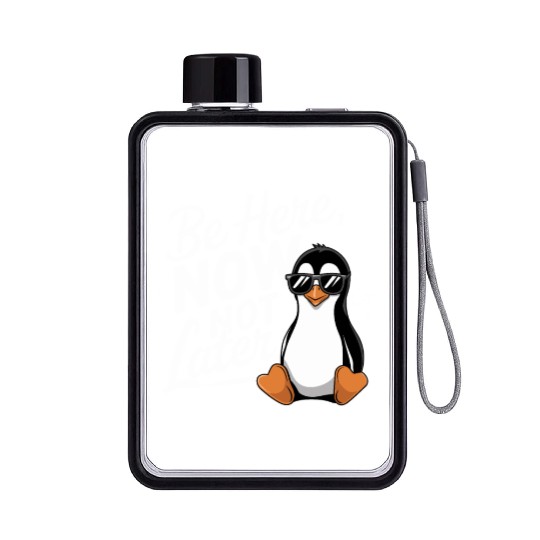 Be Here Now Not Later Mindfulness Vibes Flat Water Bottles