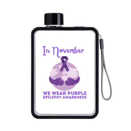 In November We Wear Purple Epilepsy Awareness Flat Water Bottles