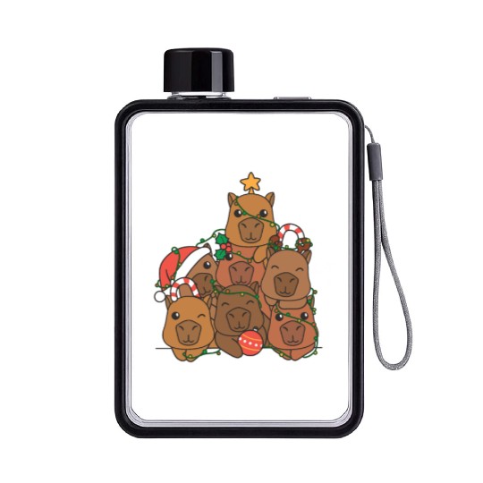 Capybara Christmas Tree Funny Animal Christmas Flat Water Bottles