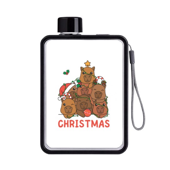 Capybara Christmas Tree Merry Christmas Flat Water Bottles