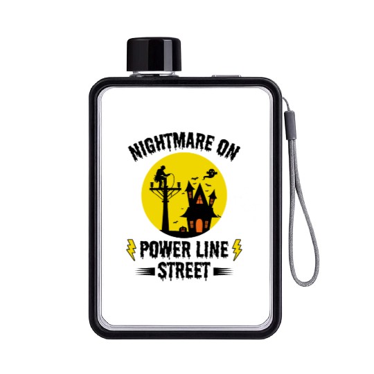 Nightmare on Power Line Street – Lineman Halloween Flat Water Bottles