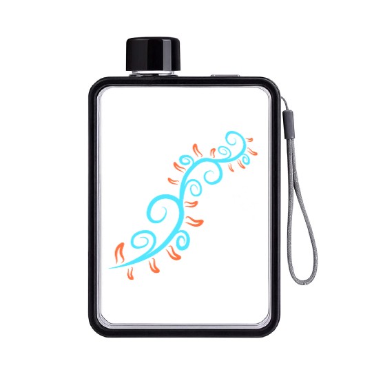 Vine Plant Blue Orange Leaves Decorative Pattern Flat Water Bottles