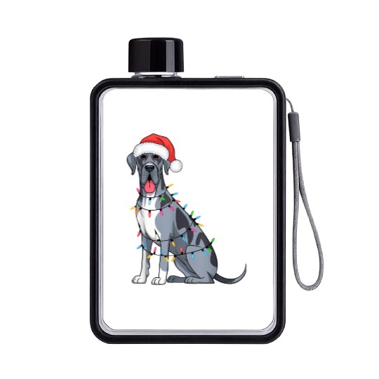Great Dane Christmas Lights Xmas Dogs Gifts Flat Water Bottles