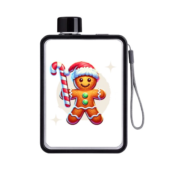 Gingerbread Man Christmas Cheer Flat Water Bottles