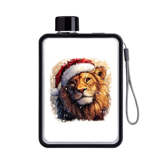 Lion Christmas / Santa Claus Lion Flat Water Bottles