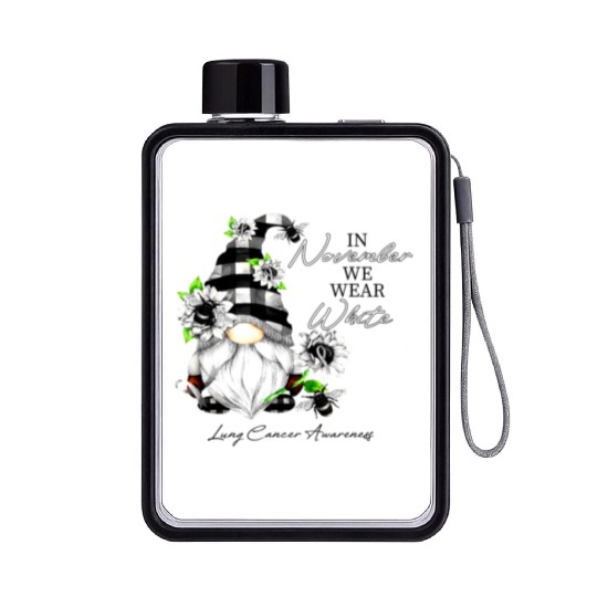 In November We Wear White for Lung Cancer Gnome Flat Water Bottles