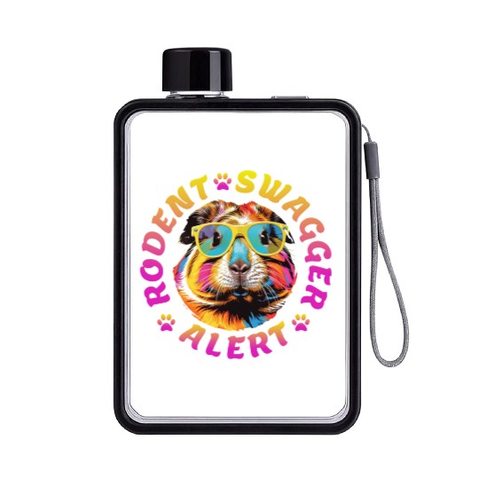 RODENT SWAGGER ALERT - FUNNY GUINEA PIG LOVER GIFT Flat Water Bottles