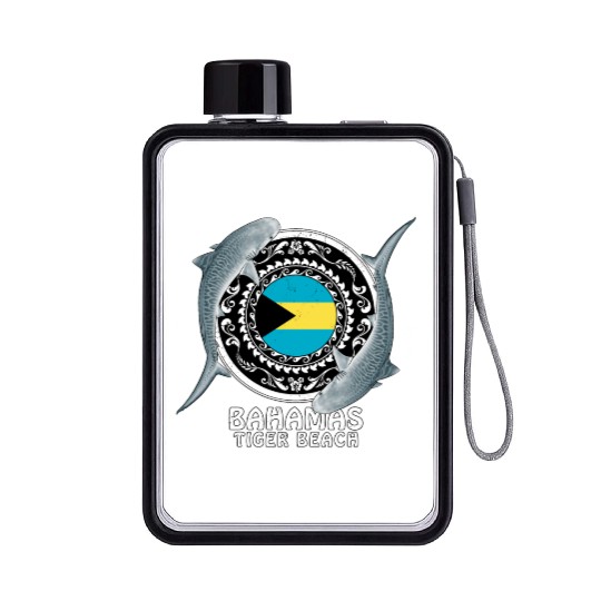 Tiger Beach Bahamas Flag Tiger Shark Bull Shark Flat Water Bottles