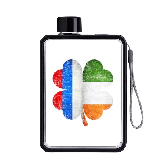 Russian Irish Shamrock Russia Ireland Flag Flat Water Bottles