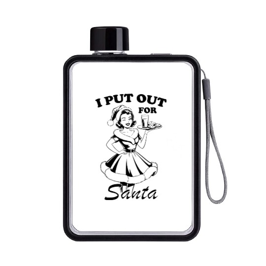 I Put Out For Santa , Retro Girl Christmas Flat Water Bottles