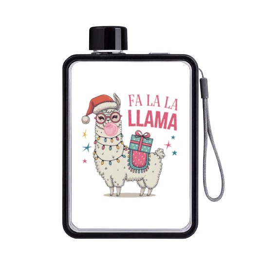 Christmas Llamas, Fa La La Llama Flat Water Bottles