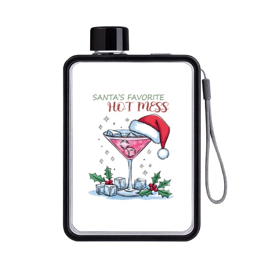 Santa Favorite Hot Mess, Merry Christmas Flat Water Bottles