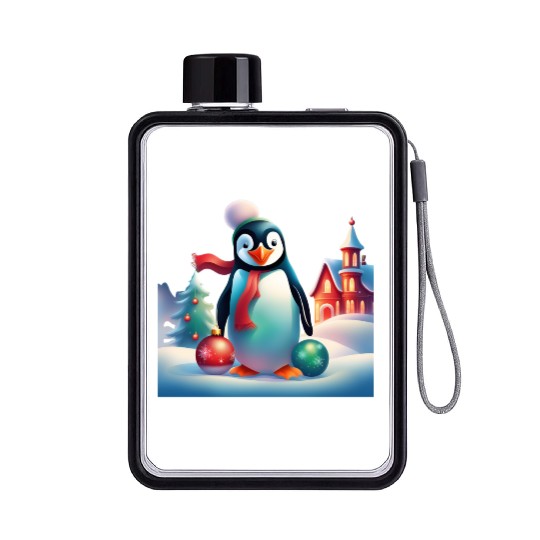 Christmas Merry Christmas For Gift Penguin Snowman Flat Water Bottles