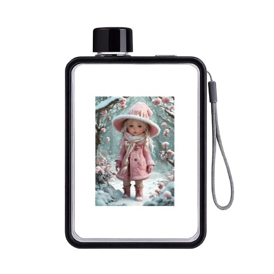 Full body of a realistic sweetness baby chibi girl Flat Water Bottles