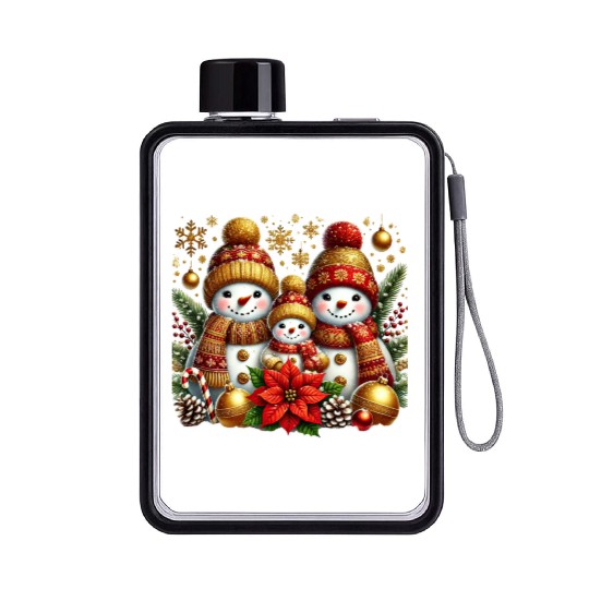 Snowman Christmas, Merry Christmas Flat Water Bottles