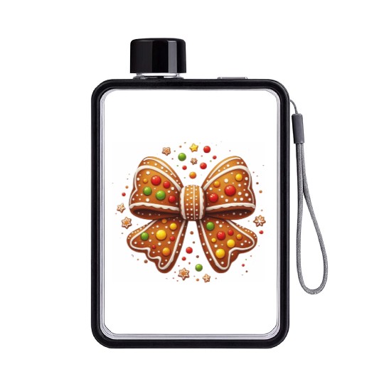 Gingerbread Coquette, Christmas Retro Flat Water Bottles