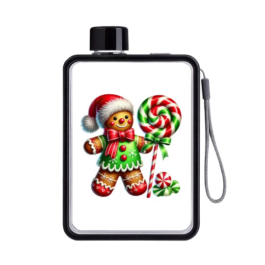 Gingerbread Christmas, Merry Christmas, Candy Flat Water Bottles