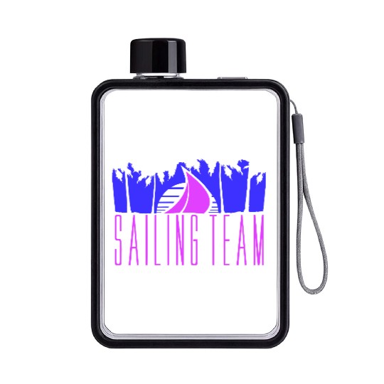 Sailing Team Ship Sun Palm Trees Sunset Sunrise Flat Water Bottles