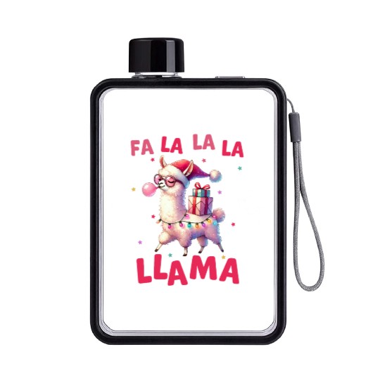 Fa La La La Llama, Merry Christmas Flat Water Bottles