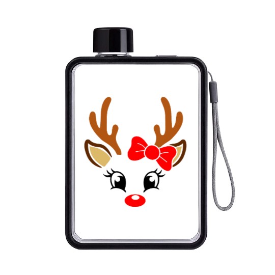 Reindeer Face Christmas, Merry Christmas Flat Water Bottles