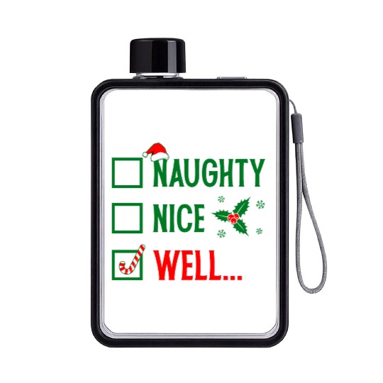 Naughty or Nice Funny Christmas Flat Water Bottles