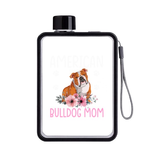 American Bulldog Mom Bulldog Lover Dog Mom Flat Water Bottles