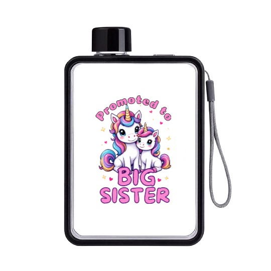 Promoted to Big Sister - Unicorn lover Flat Water Bottles