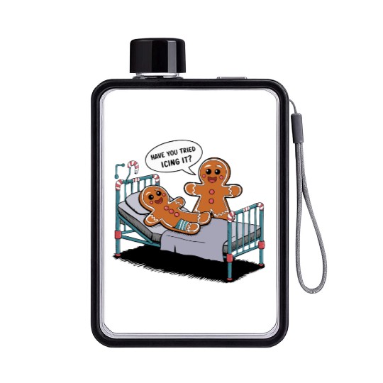 Christmas Gingerbread Hospital Humor Flat Water Bottles