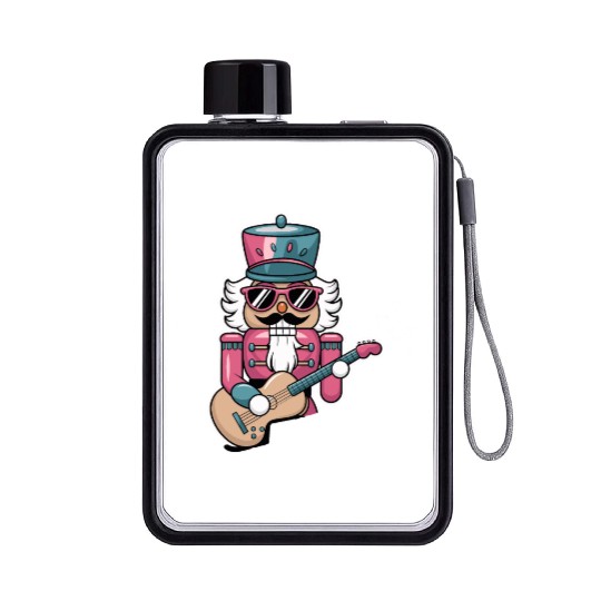 Nutcracker Playing Guitar Flat Water Bottles