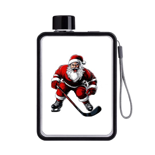Ice hockey player Santa Claus Flat Water Bottles