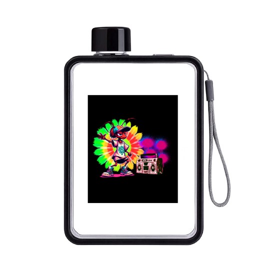 An ant that loves hip hop Flat Water Bottles