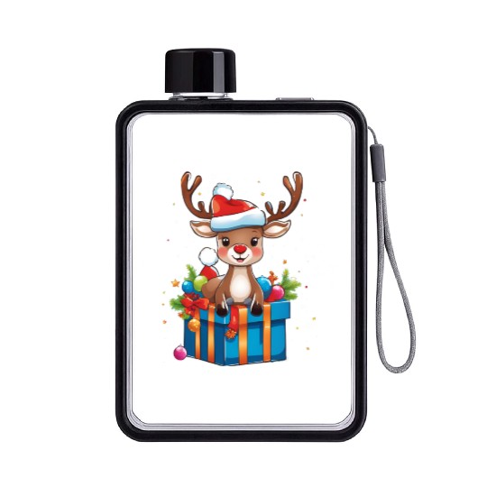 Reindeer Surprise Flat Water Bottles