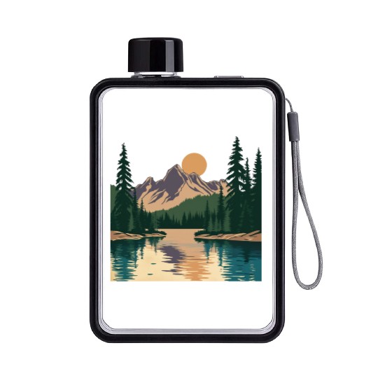 "Mountain Sunrise Serenity: A Scenic Outdoor Flat Water Bottles
