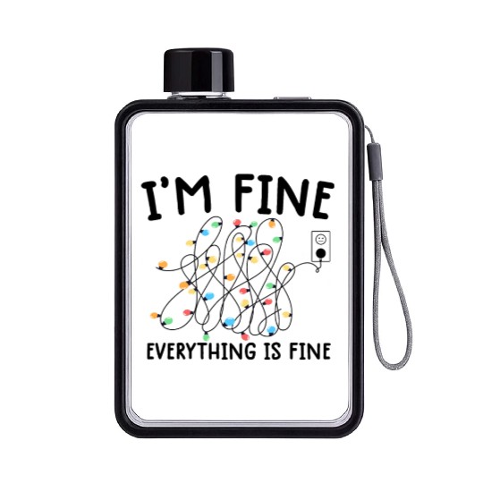 Christmas Lights I'm Fine funny Xmas Flat Water Bottles