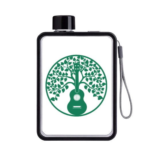 ukulele tree mandala green Flat Water Bottles