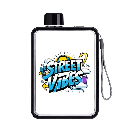 Street Vibes Flat Water Bottles: Urban Art & Youth Energy