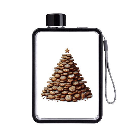 Gingerbread Christmas Tree - Festive Gifts Flat Water Bottles