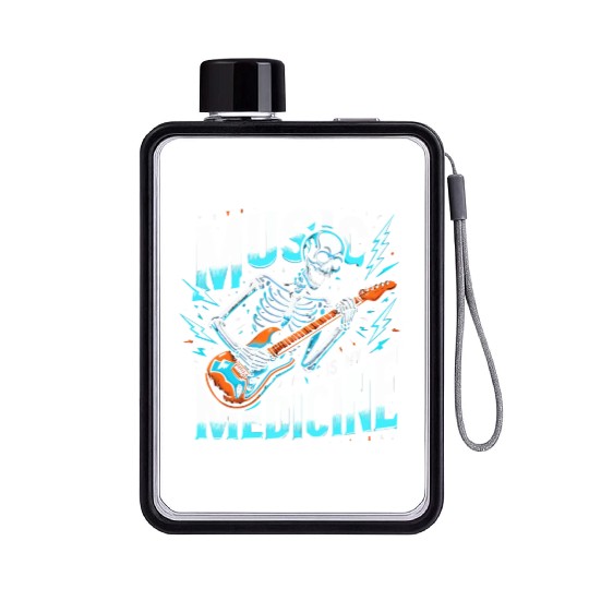 Skeleton Guitar Player Bones Guitarist Musician Flat Water Bottles
