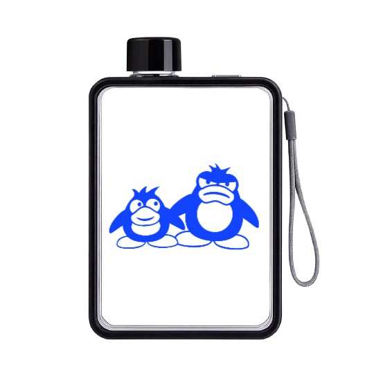 Penguin Two Friends 2 Team Big Brother Angry Crew Flat Water Bottles