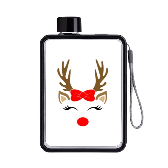 Reindeer girl, Christmas Flat Water Bottles