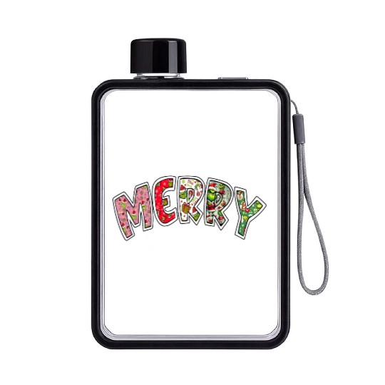 Merry Grin Happy Christmas Flat Water Bottles