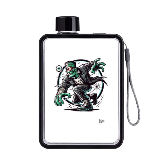 The Green One-Eyed Cyclops Monster Flat Water Bottles