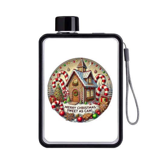 Gingerbread House Christmas Delight Flat Water Bottles